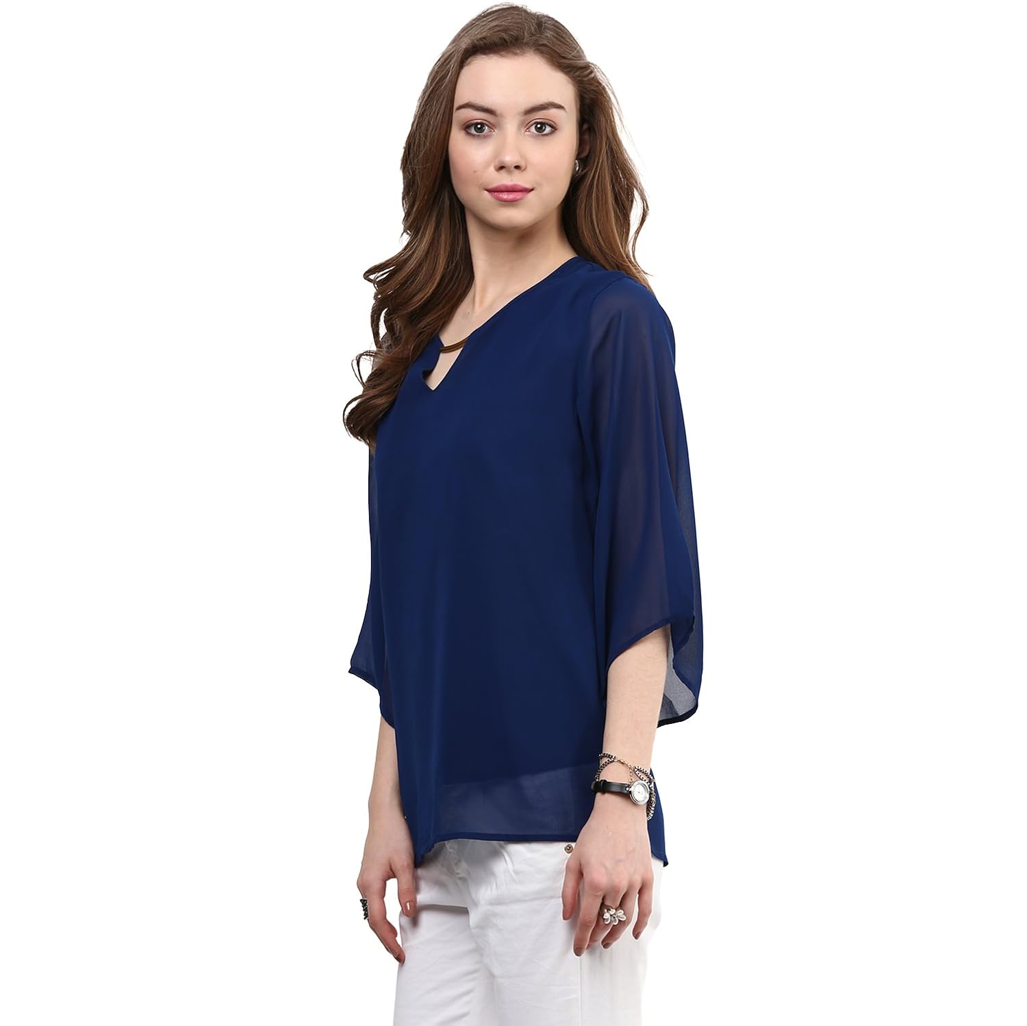 rare women blue georgette top (ep1038)