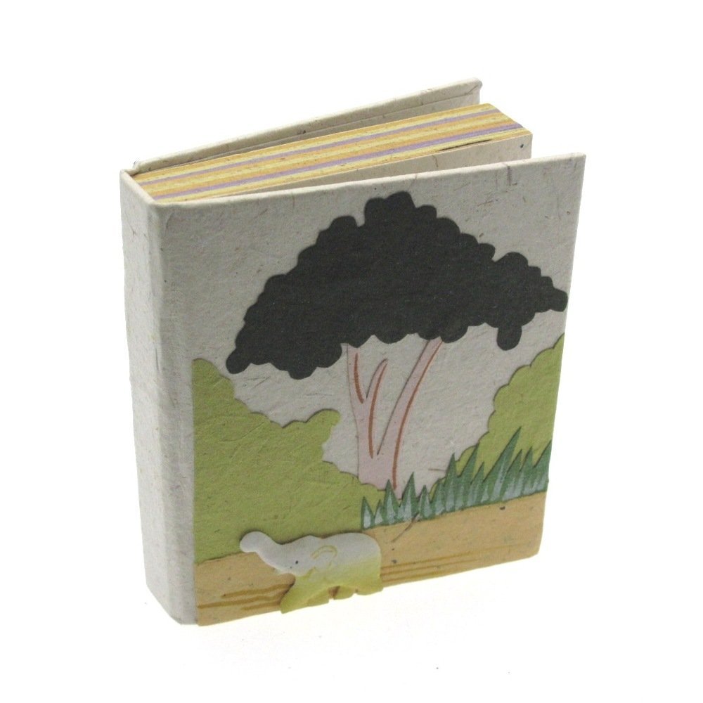 Elephant Dung Notebook | Natural | 60 Unlined Recycled Coloured Paper Pages | 10.5cm x 9cm | Genuine Elephant Poo | Fair Trade and Handmade | Journal Alternative for Men and Women