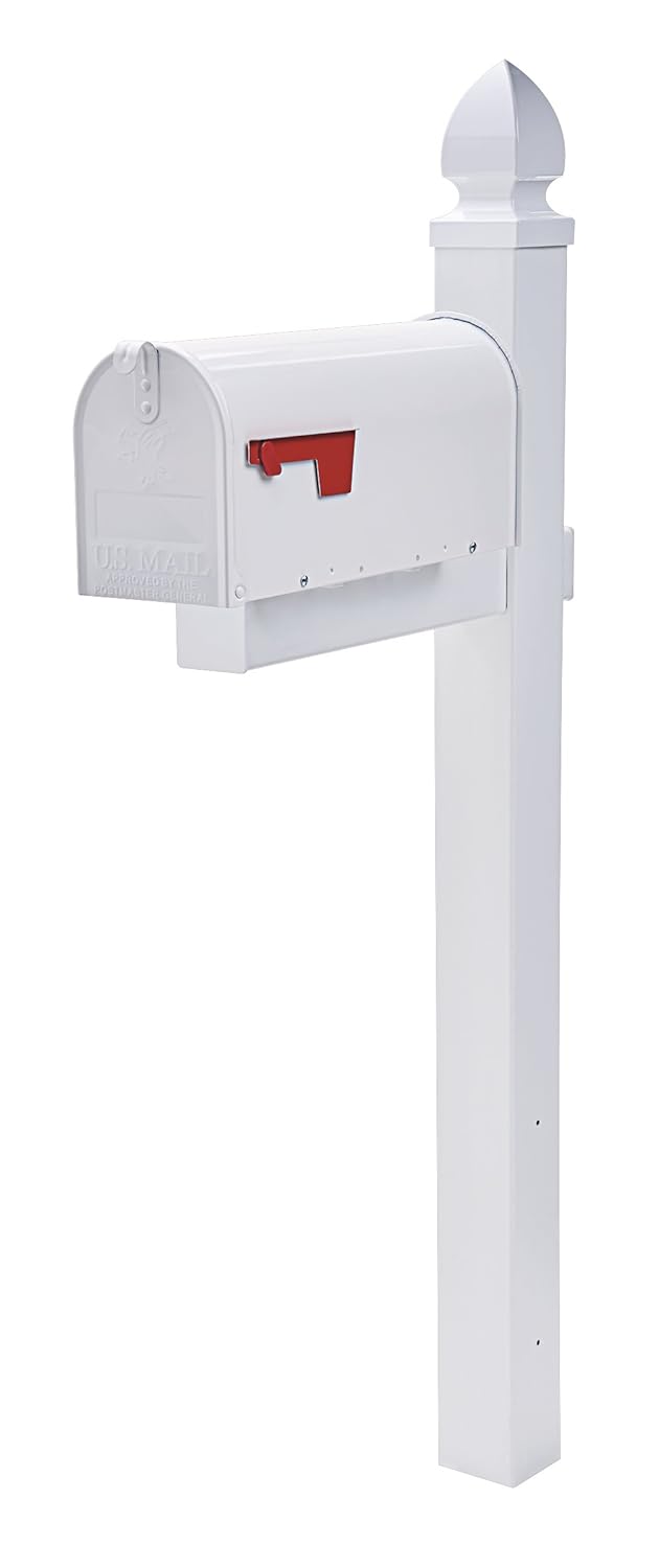 Mailboxes Elite Medium Capacity Galvanized Steel White Post Mount Rust