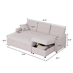 JACH Reversible Sectional Sleeper Sofa, 82'' Wide