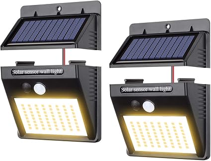 Amazon ２個セット Merisny ソーラーライト センサーライト 64led 高輝度 太陽光発電 配線不要 三つ点灯モード 防犯 防水 玄関 庭 屋外 駐車場 取付簡単 暖色 Merisny ホーム キッチン