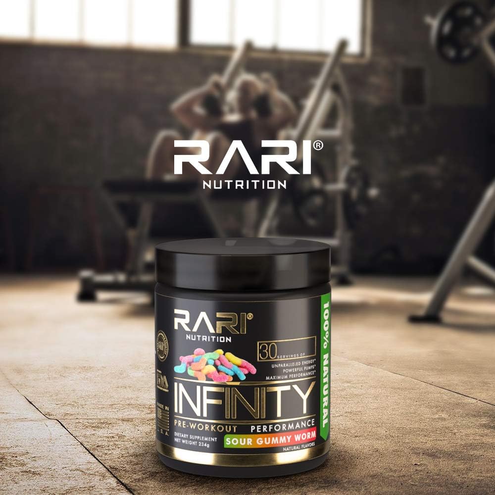 RARI Nutrition - Infinity Pre Workout Powder - Natural Preworkout Supplement for Men and Women - Keto and Vegan Friendly - No Creatine - 30 Servings - (Sour Gummy Worm): Health & Personal Care