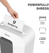 Fellowes FS-9C Paper Shredder 9 Sheet Cross Cut 4x37mm 17L Bin White view 3