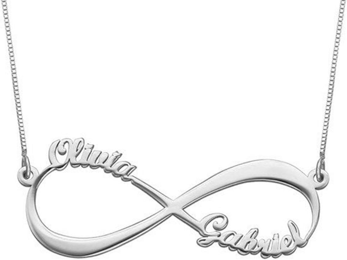 Ouslier 925 Sterling Silver Personalized Eternal Infinity Name Necklace Custom Made with 2 Names
