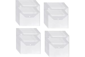 RHBLME 40 Pack Plastic Envelopes, 12" x 9" Clear Folders with Snap Closure, Plastic Reusable Poly Envelope Waterproof File Folder with Snap Button, US Letter, A4 Size, for School Office Supplies