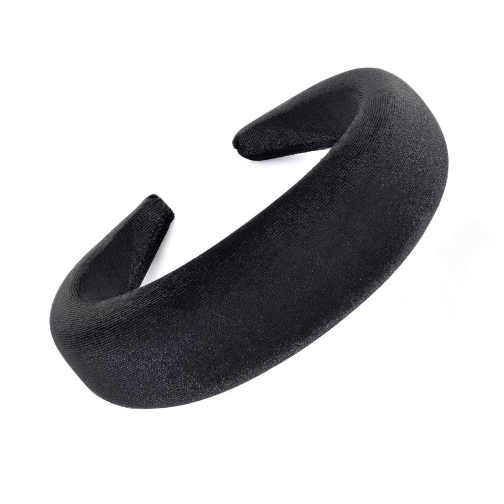 Black 4.5cm Wide Velvet Feel Thick Padded Alice Hair Band Headband