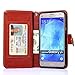 TabPow Galaxy J7 Case, 10 Card Slot - ID Slot, Button Wallet Folio PU Leather Case Cover with Detachable Magnetic Hard Case for Samsung Galaxy J7 J700 (2015) - Brown