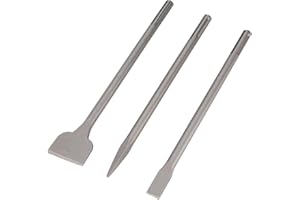 SDS MAX Shanks Bits 16"Chisel Set,3 Pcs Masonry Concrete Drill Bit Set for SDS MAX Rotary Hammer Drill - Flat,Point,Scaling C