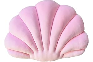 YRXRUS Shell Pillow, Light Pink Seashell Pillow, Patio Shell Shaped Pillow, Accent Ocean Series, Ultra Soft Velvet Cushion for Bed Living Kids Room 3D Insert Pillow 14X11 Inch