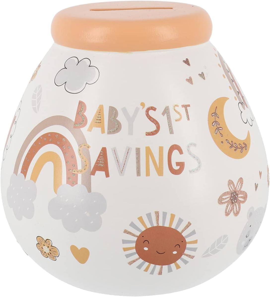 Pot of Dreams Hand Painted Baby's First Savings And Smash Handcrafted Ceramic Money Box | Eco Freindly & Recyclable Piggy Bank | Perfect Decorative Gift for Newly Weds Couple | One Size