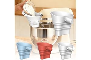 3 Pack Flour Funnel for Kitchen Aid Mixer, Food-Grade Silicone Foldable Funnel, Large-Capacity Stand Mixer Attachment, Dishwa