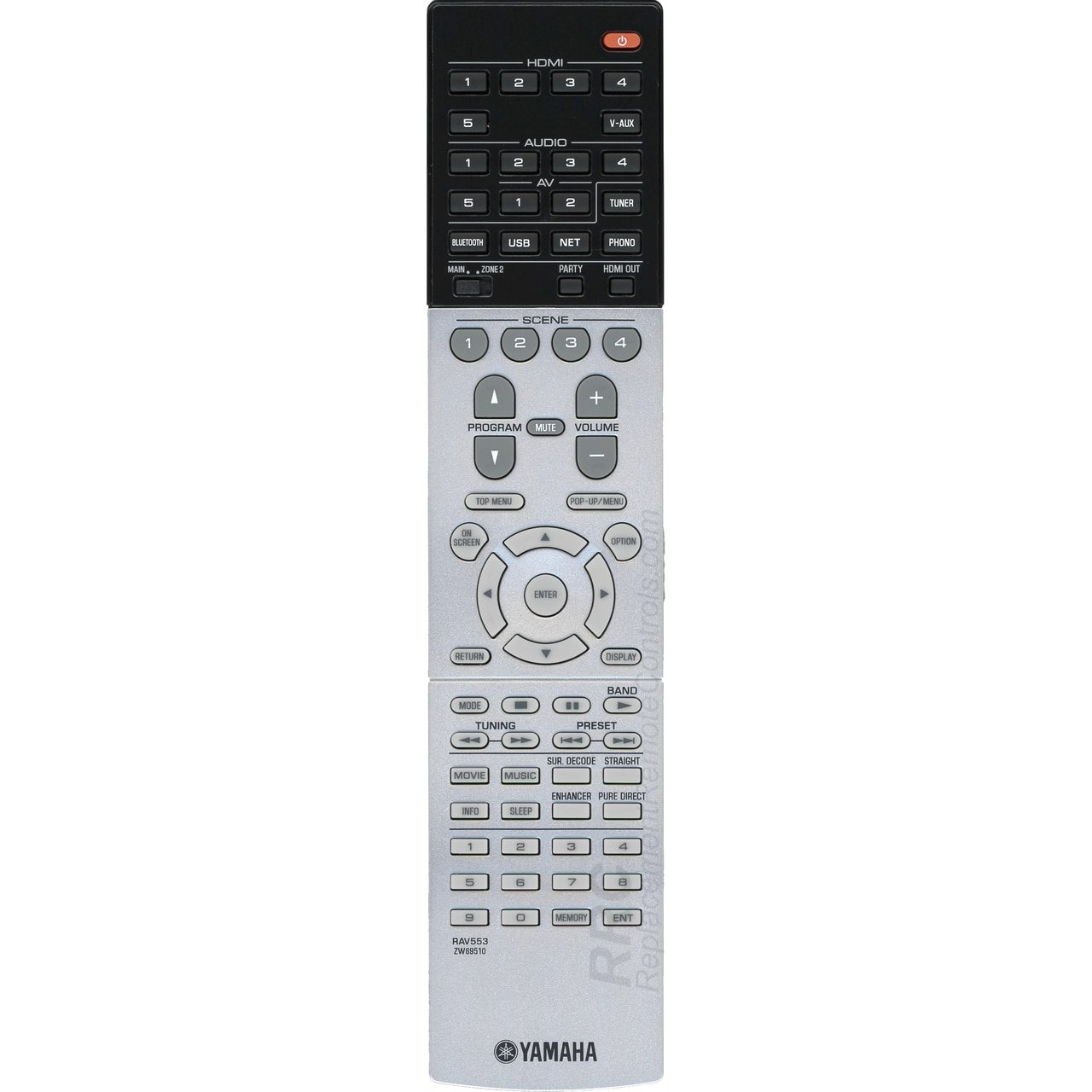 Photo 1 of Yamaha RAV553 AV Receiver Remote Control for RX-A770, RX-V683 (ZW69510)