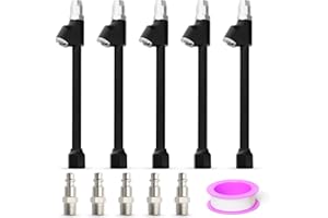 MEANLIN MEASURE 5PCS 1/4" FNPT Dual Head Air Chuck Set, 2-Way Connection Brass Air Chuck, Tire Chuck with Quick Plug for Truck, Bicycle, Motorbike, Car Tires (Black)