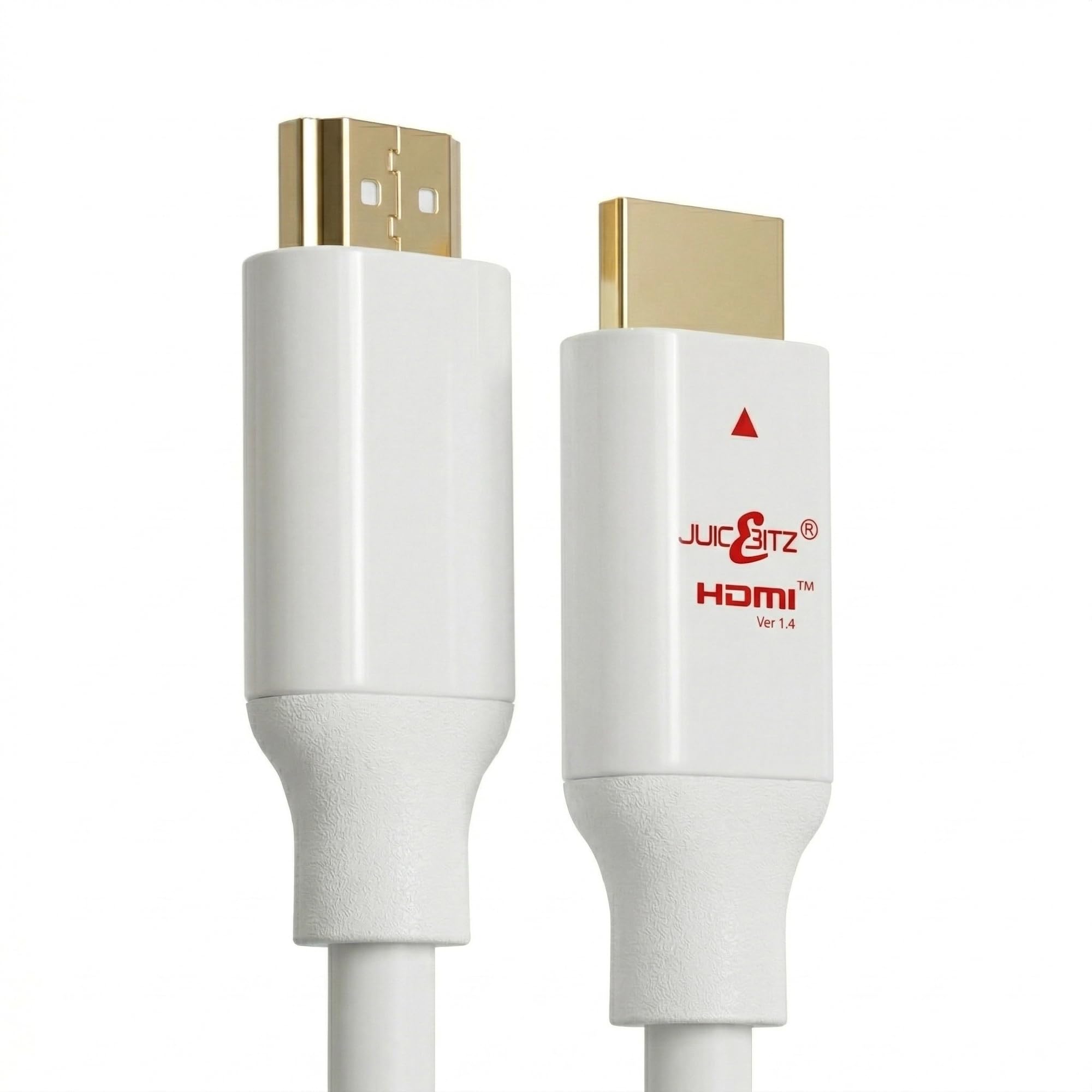 JuicEBitz 4K HDMI Cable, 1m. Premium High Speed HDMI 1.4 4k/30fps, 1080p/120hz/144hz. Ethernet, CEC, ARC. Compatible with TV, Xbox, Playstation PS4, Sky, Projector, Laptop + More. [1M Long, White]