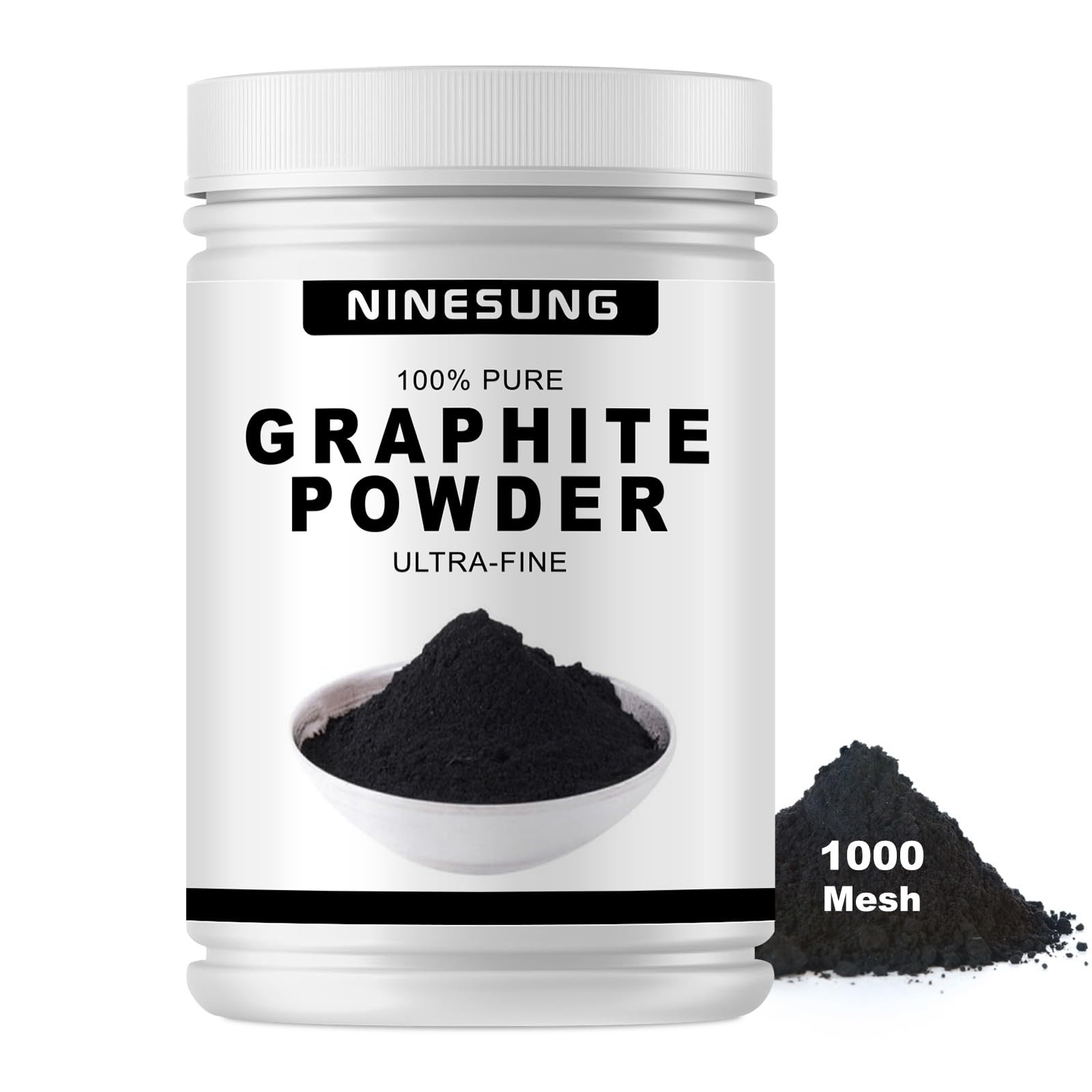 Pure Graphite Powder, 1000 Grit Graphite, Graphite Lock Lubricant, 12 oz Graphite Lubricant for Locks, Bearings, Fishing Reels (12 Ounces) (13 Micron/1000 Mesh-12 oz)