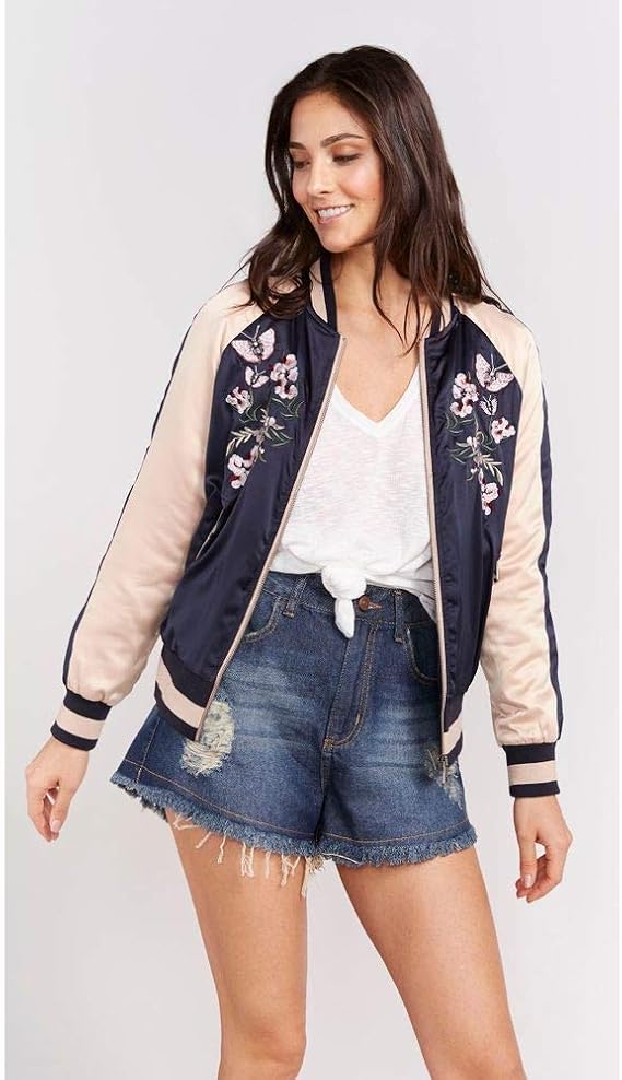 jaqueta bomber bordada feminina