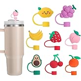 8 Pcs Straw Covers Cap for Stanley Cup, Silicone Fruit Straw Topper for Stanley 30&40 Oz Tumbler, Cute Straw Caps in Various Shapes Valentines Day Gifts for Women Girls Drinking Caps for 10 mm Tips