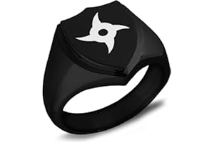 Tioneer Stainless Steel Ninja Emblem Shield Biker Style Polished Ring