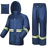 AMKsedom Rain Suits for Men Women Waterproof, Breathable Rain Coats with Eye-Catching Reflective Strip, Durable Rain Gear