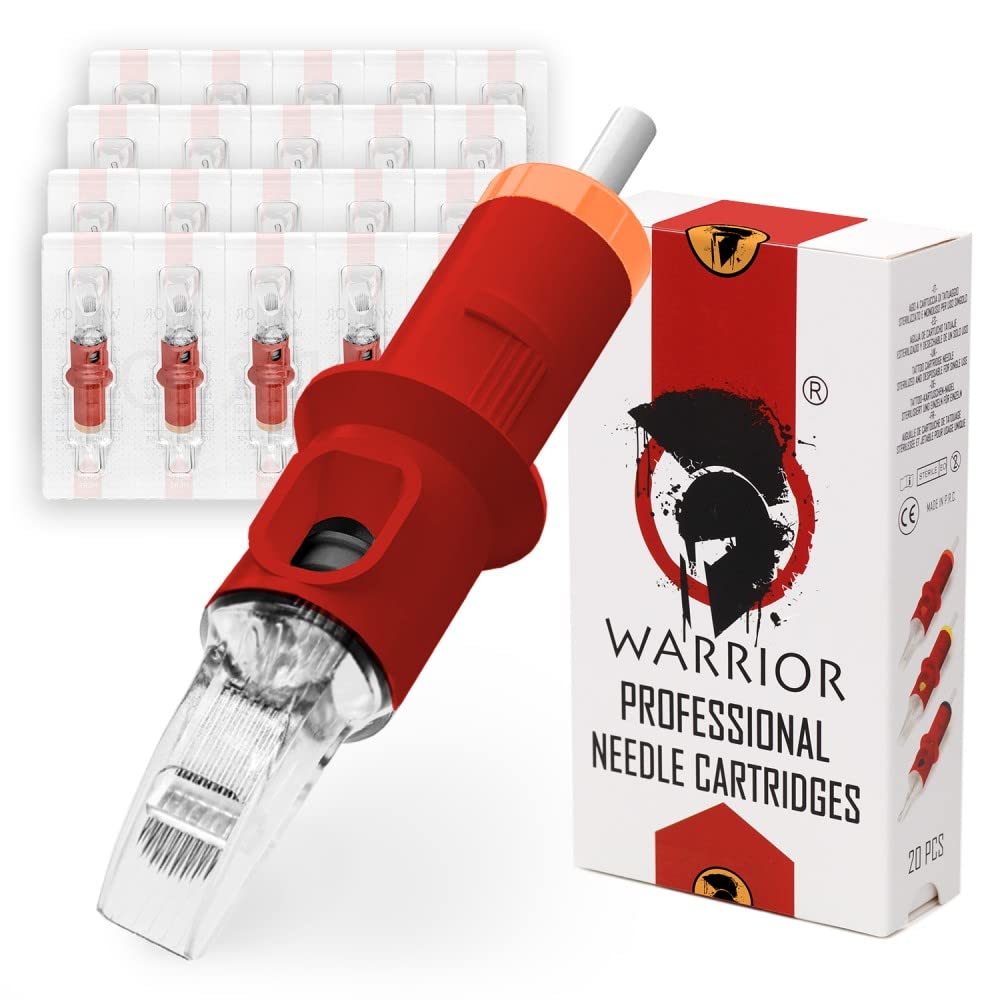 WARRIOR Red Tattoo Needle Cartridges Professional Sterilized with E.O Gas Big Magnum 20pcs 316L Surgical Steel Disposable Permanent Makeup (RED-1223CM)