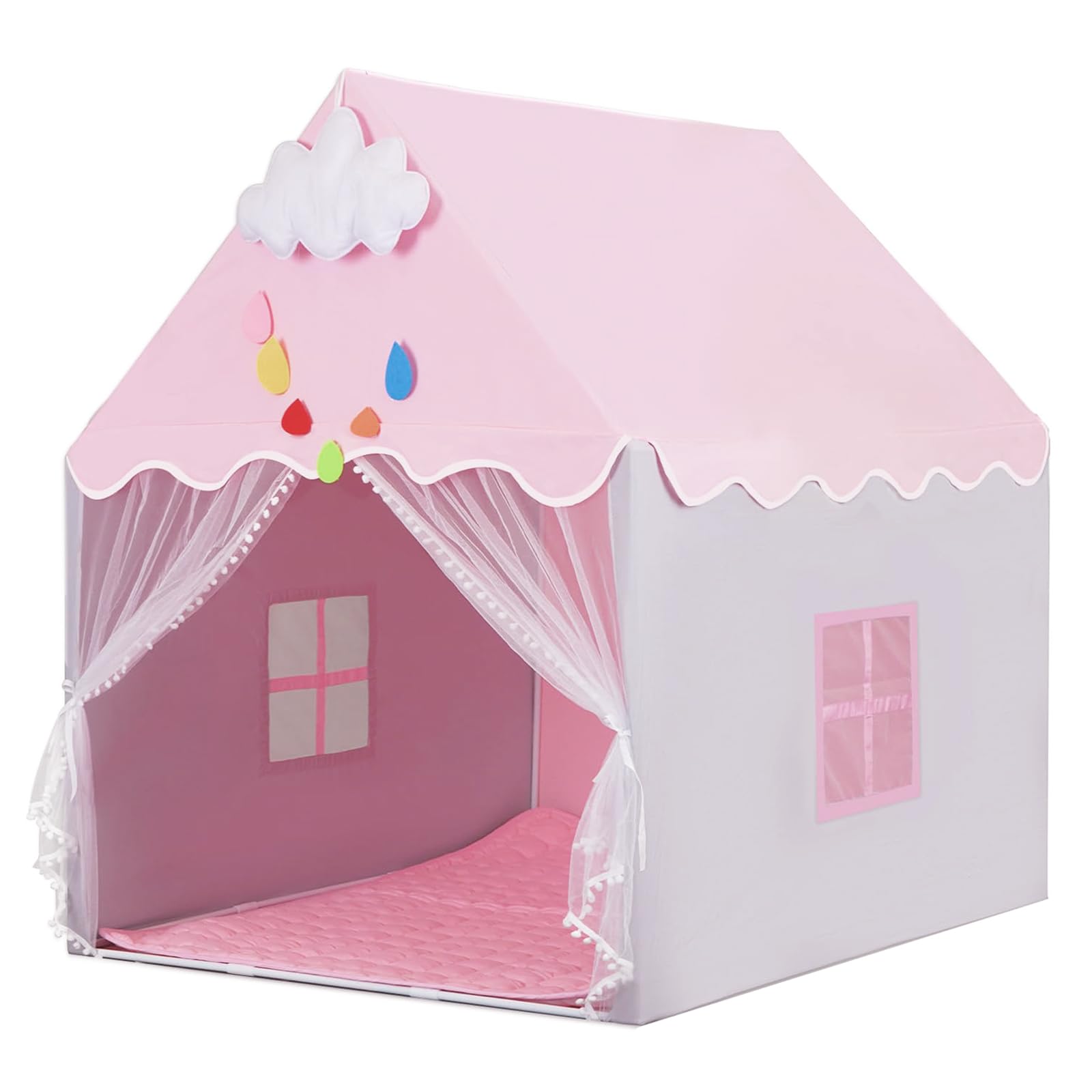 KORIMEFA Pricess Wendy House, Kids Play Tent, Pop Up Tent for Kids Toddler Age 1-8, Playhouse Indoor Girls Children Toy, Pink Princess Castle, 104x120x130cm