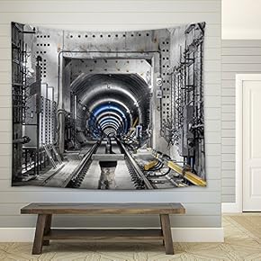 Construction of The Subway Tunnel in Moscow - Fabric Wall Tapestry Home Decor - 51x60 inches