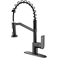 Casavilla Black Kitchen Faucet,Kitchen Sink Faucets with Pull Down Sprayer,Brass Single Handle Faucets for Kitchen Sinks with Deck Plate KF-B-2001