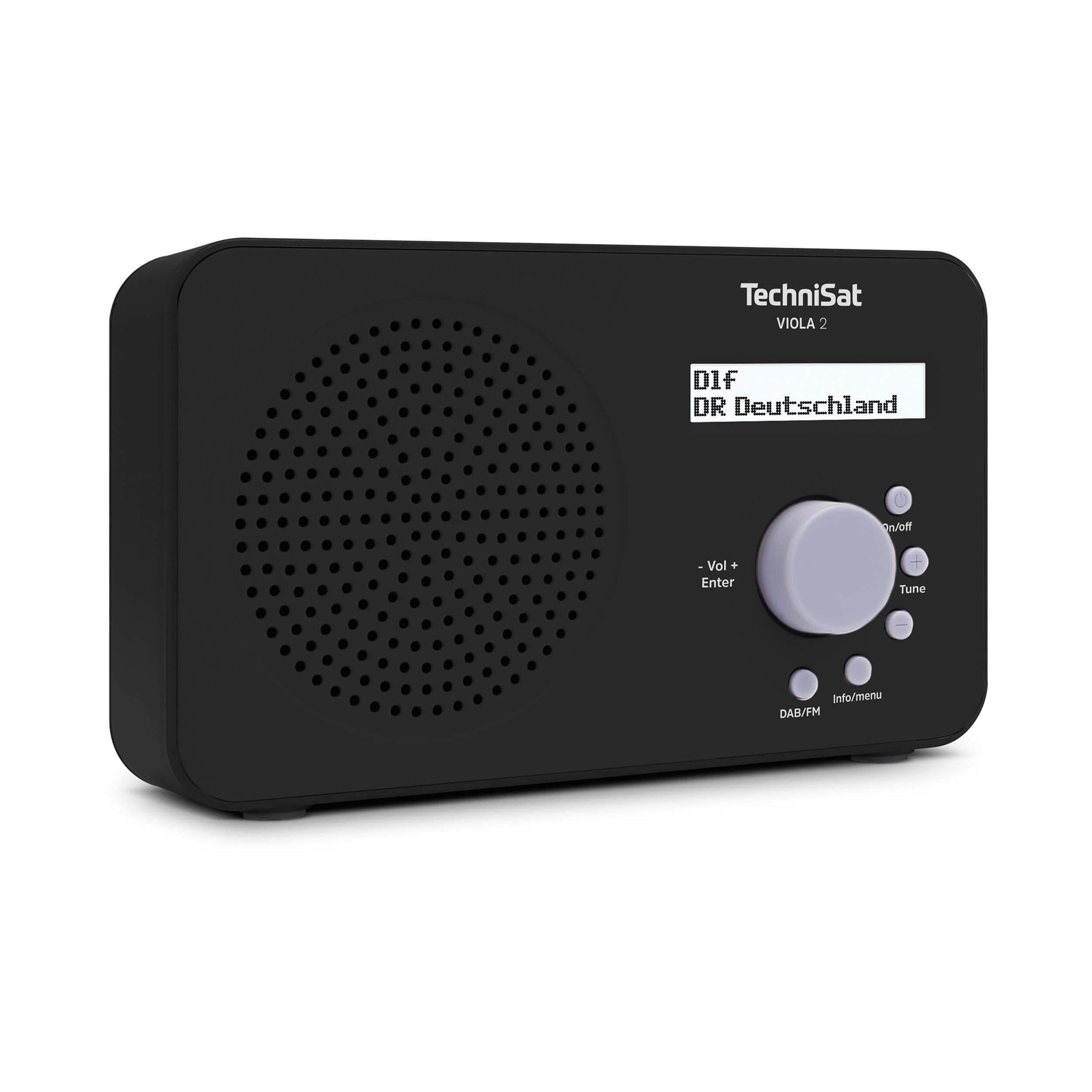 TechniSat VIOLA 2 - portable DAB radio (DAB+, FM, loudspeaker, headphone jack, two-line display, button control, small, 1 watt RMS) black