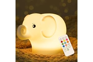 Elephant Night Light Kids, LED Baby Night Light Lamp Rechargeable Toddler Dimmable Color Changing Desk Lamp Grow Light Up Bed