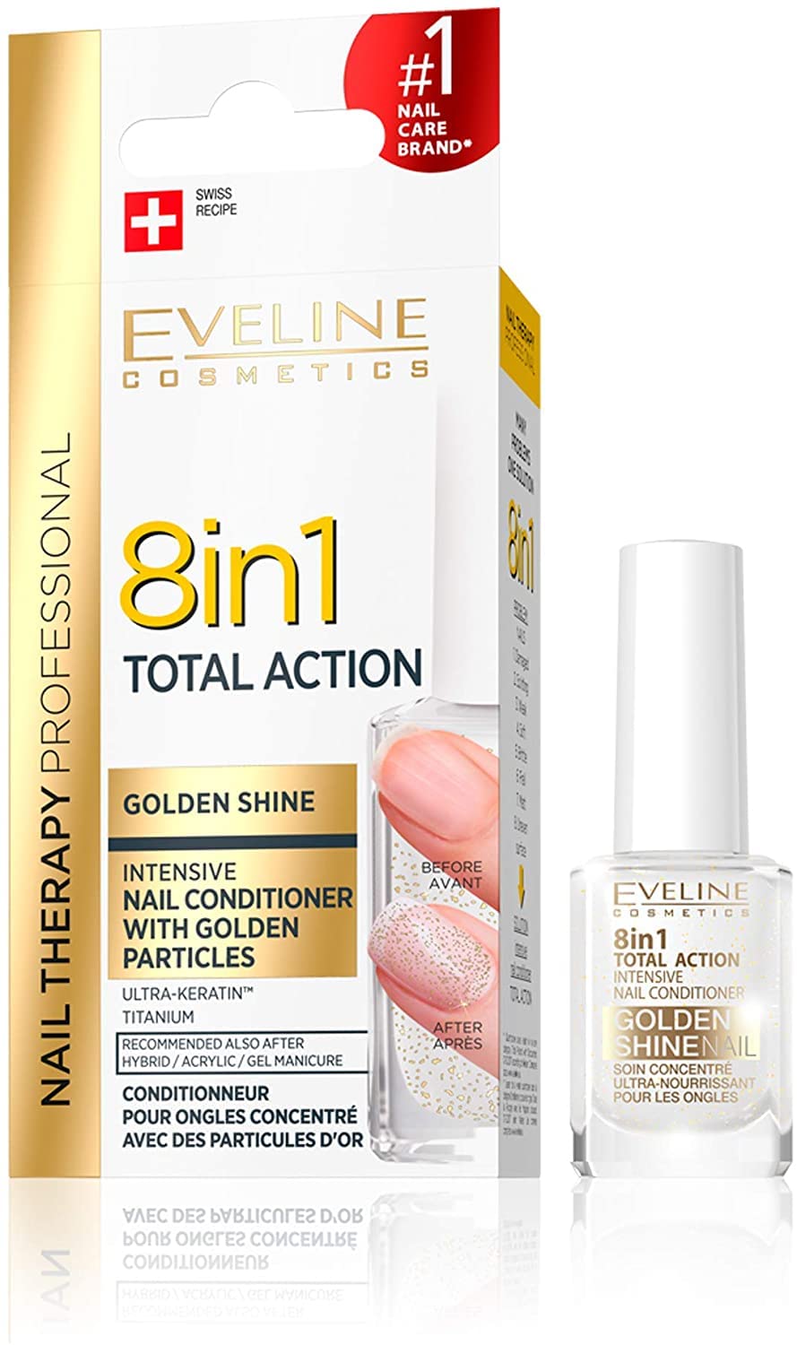Eveline Cosmetics 8-in-1 Total Action Nail Conditioner with Gold Particles 12 ml