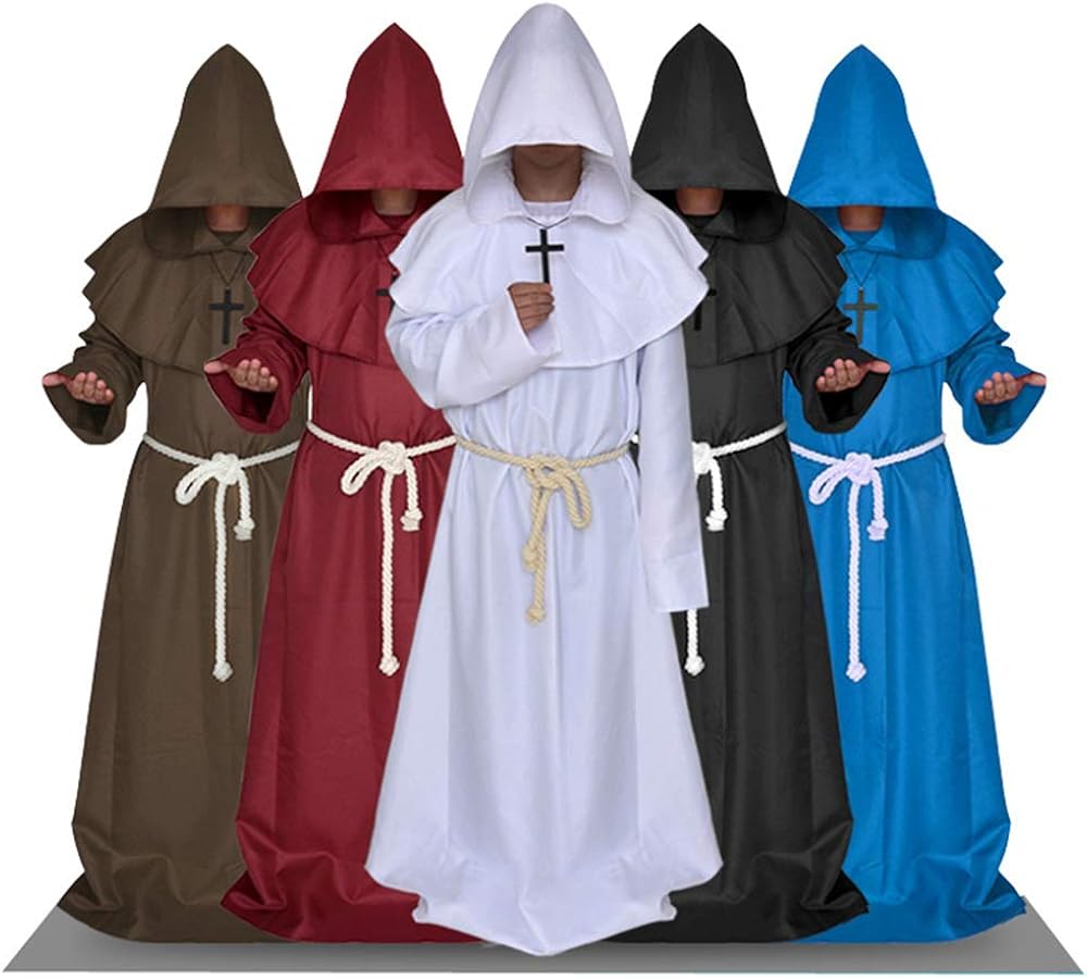 COSPARKY Halloween Cosplay Costume,Medieval Monks wear, Monk Robes