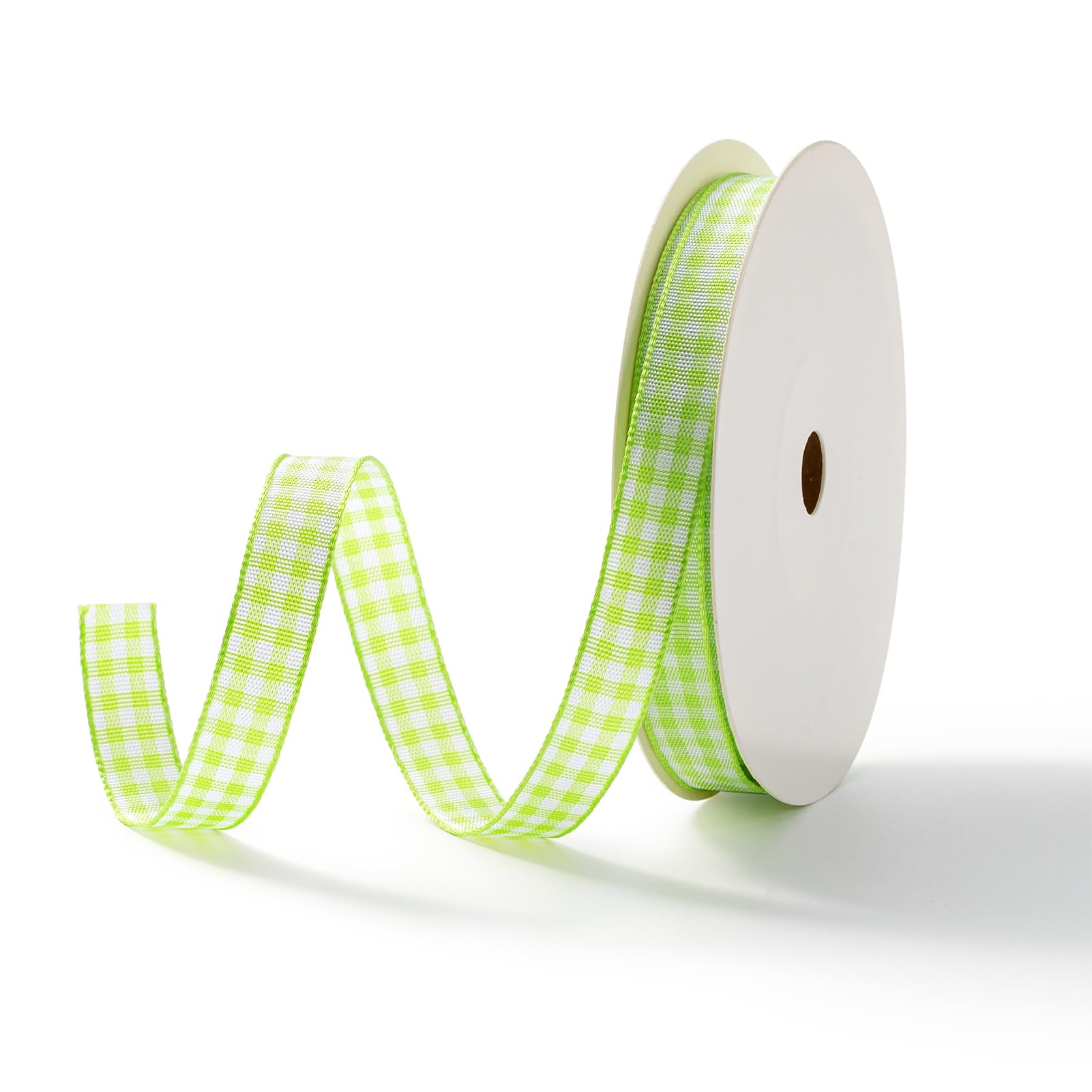 MORSUNBELA Checked Ribbon Green Gift Ribbon Country House Check Decorative Ribbon