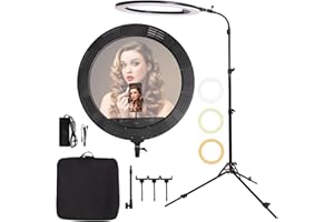 GSKAIWEN 25inch 75W 3000K-6600K Ring Light with Retractable Light Stand Soft tube and Phone Holder Dimmable Bi-Color LED Light for Makeup, Selfie, Vlog, YouTube,Eyebrow, Tattoo, Lash,Eyelash Extension