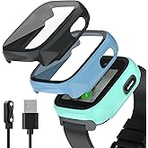 SimpleThings Compatible with Cosmo JrTrack 5 Screen Protector, Hard PC Case with HD Clear Tempered Glass Screen Protector for Cosmo JrTrack 5 Watch for Kids Boys Girls (Black+Blue+Teal)