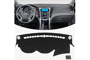 KEYOOG Dashboard Cover Dash Mat Fit for Hy-undai Sonata 2014-2011 (for Left Hand Drive),Car Dash Board Mat Anti-Glare Carpet,Non-Slip Pad Sunshield Protector (Black)