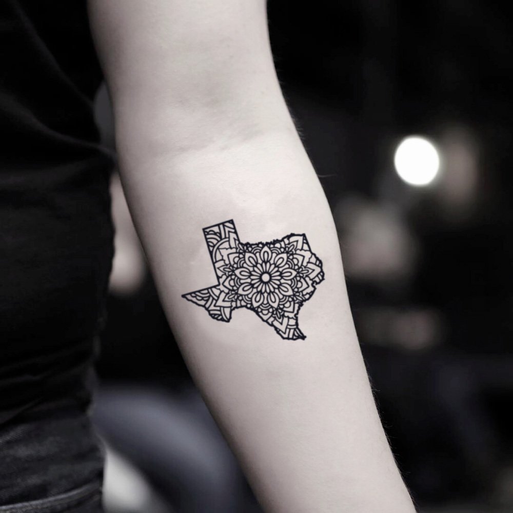 Amazon Com Texas Mandala Map Temporary Fake Tattoo Sticker Set Of 2 Www Ohmytat Com Beauty