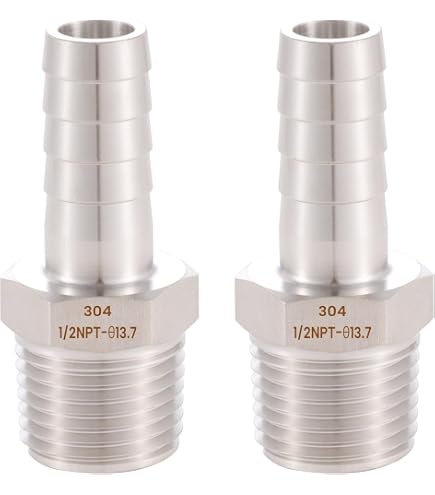 1\" Barb X 1\" NPT Male Stainless Steel Barbed Hose Fitting,Leak-Proof...