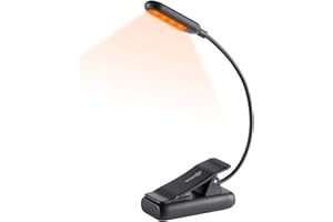 VAVOFO Amber Rechargeable Reading Light, Blue Light Blocking Book Light, 7 LEDs Eye Care 9 Colors 9 Brightness Clip On for Kids Bookworms Reading in Bed with Power Indicator Lasting 70h (Black)