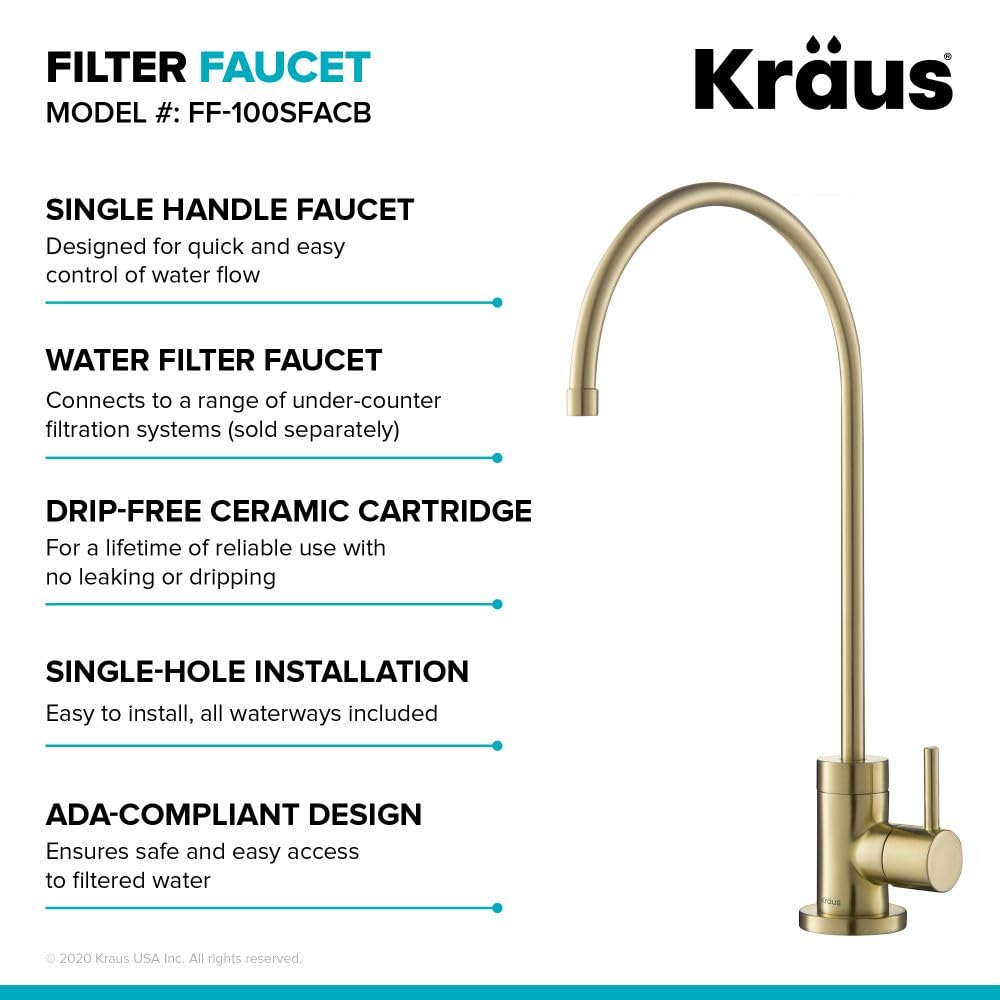 KRAUS Purita 100% Lead-Free Kitchen Water Filter Faucet in Spot Free Antique Champagne Bronze, FF-100SFACB