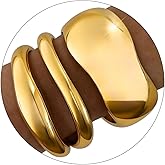 RchSLK 3Pcs Chunky Gold Bangles Bracelets for Women, Spring Hinged Big Stackable Bangles Set, Trendy Cuff Bracelet Stack Fashion Jewelry Gifts