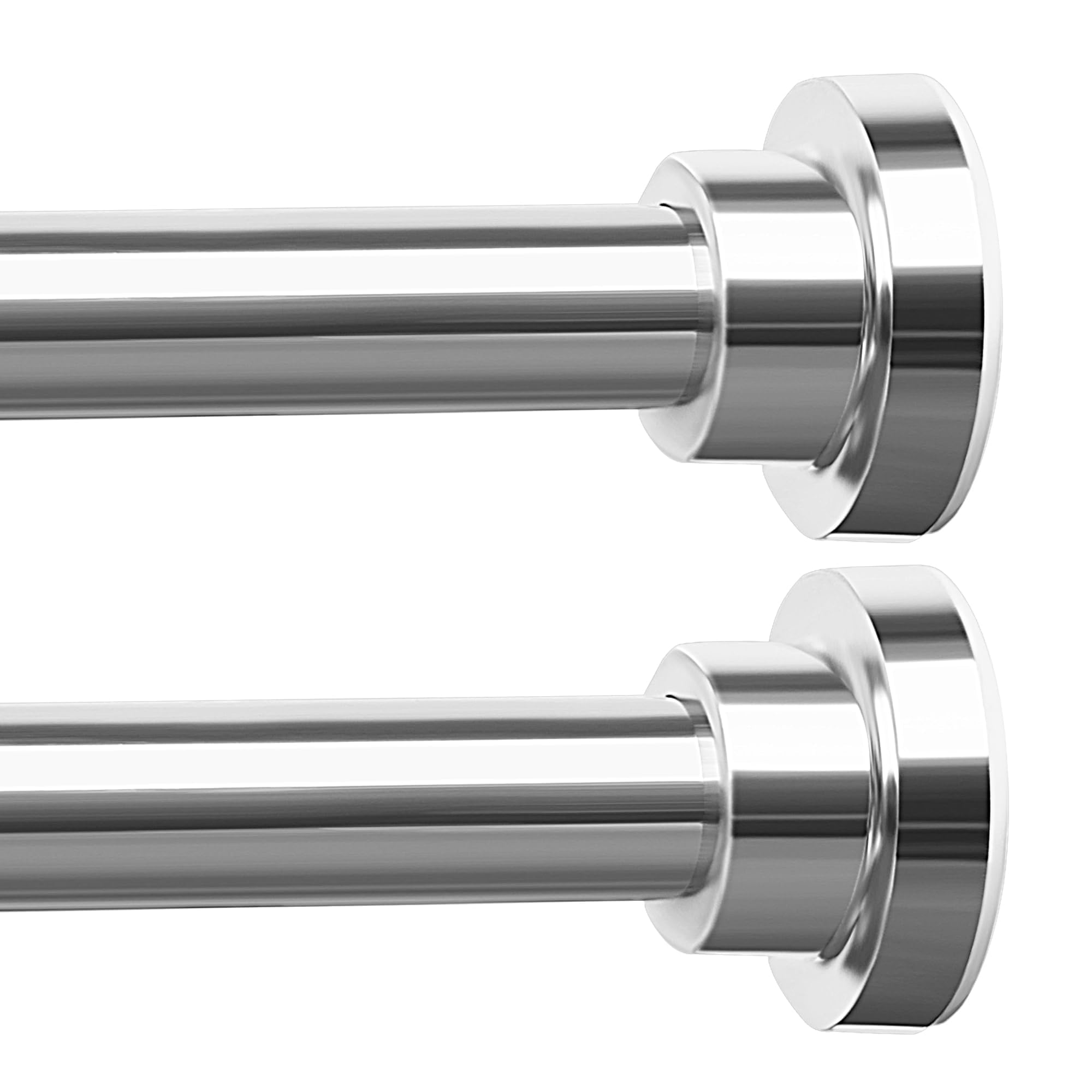 Photo 1 of ENJOYBASICS 2 Pack Adjustable Spring Tension Curtain Rods 32 to 66 Inches, Stainless Steel Chrome Shower Rod No Drilling for Window, Bathroom, Closet, Room Divider, 7/8" Diameter
