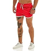 Ouber Men's Fitted Shorts Bodybuilding Workout Gym Running Tight Lifting Shorts with Pockets