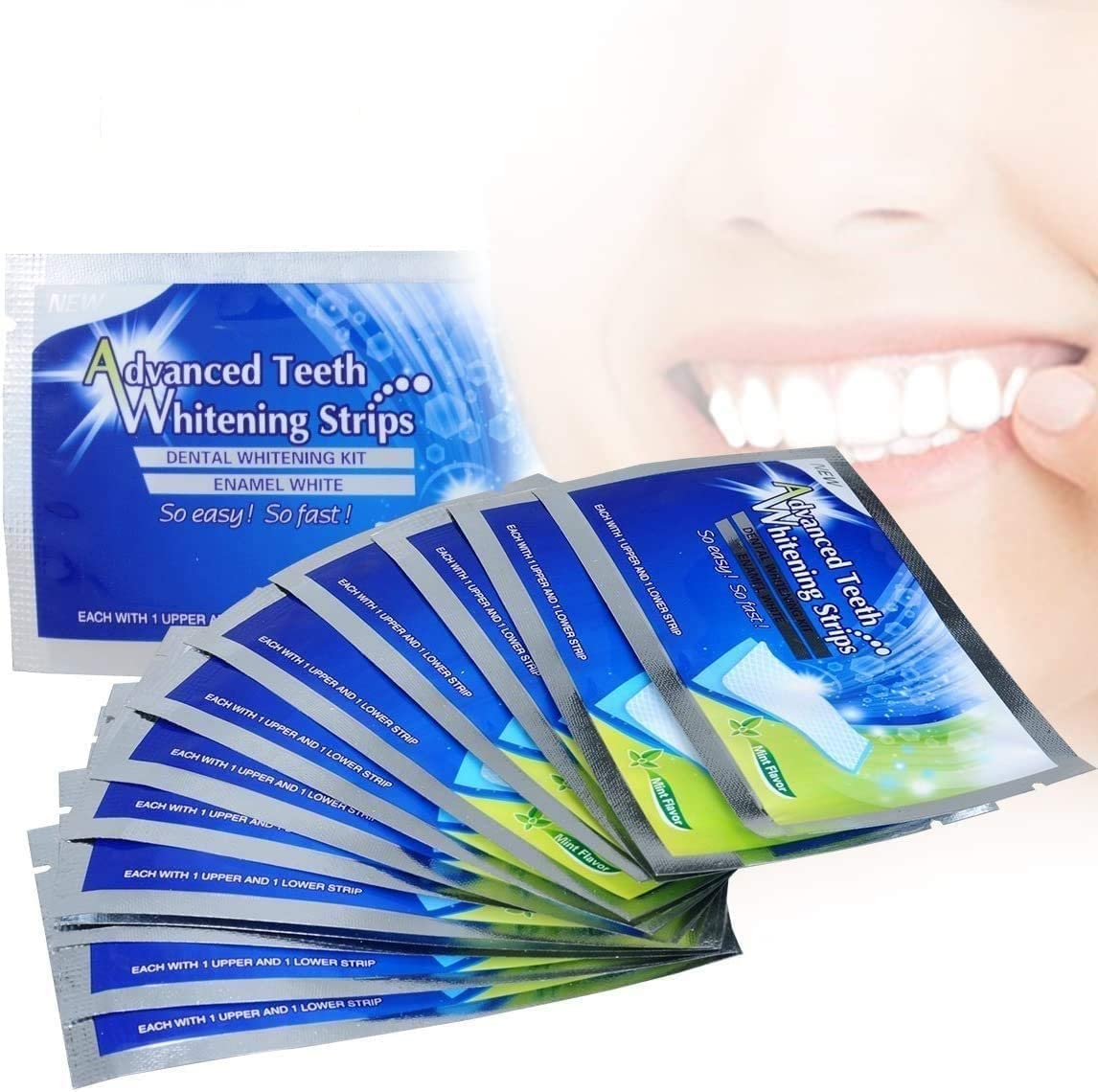 Aatif.L 28pcs Teeth Whitening Strips, Professional Teeth Whitener, No Sensitive Enamel Safe, Mint Flavor, 28 Count