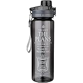 Christian Art Gifts Reusable Plastic Sports Water Bottle with Locking Flip-Top Lid and Carry Strap in Black 28 oz Wide Mouth BPA-Free Bottle with Inspirational Scripture - The Plans -Jeremiah 29:11
