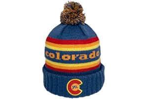 YoColorado Retro Flyer Colorado Pom Beanie - Mountain Winter Hats for Men or Women, Custom Warm Stocking Stuffers Ski Caps