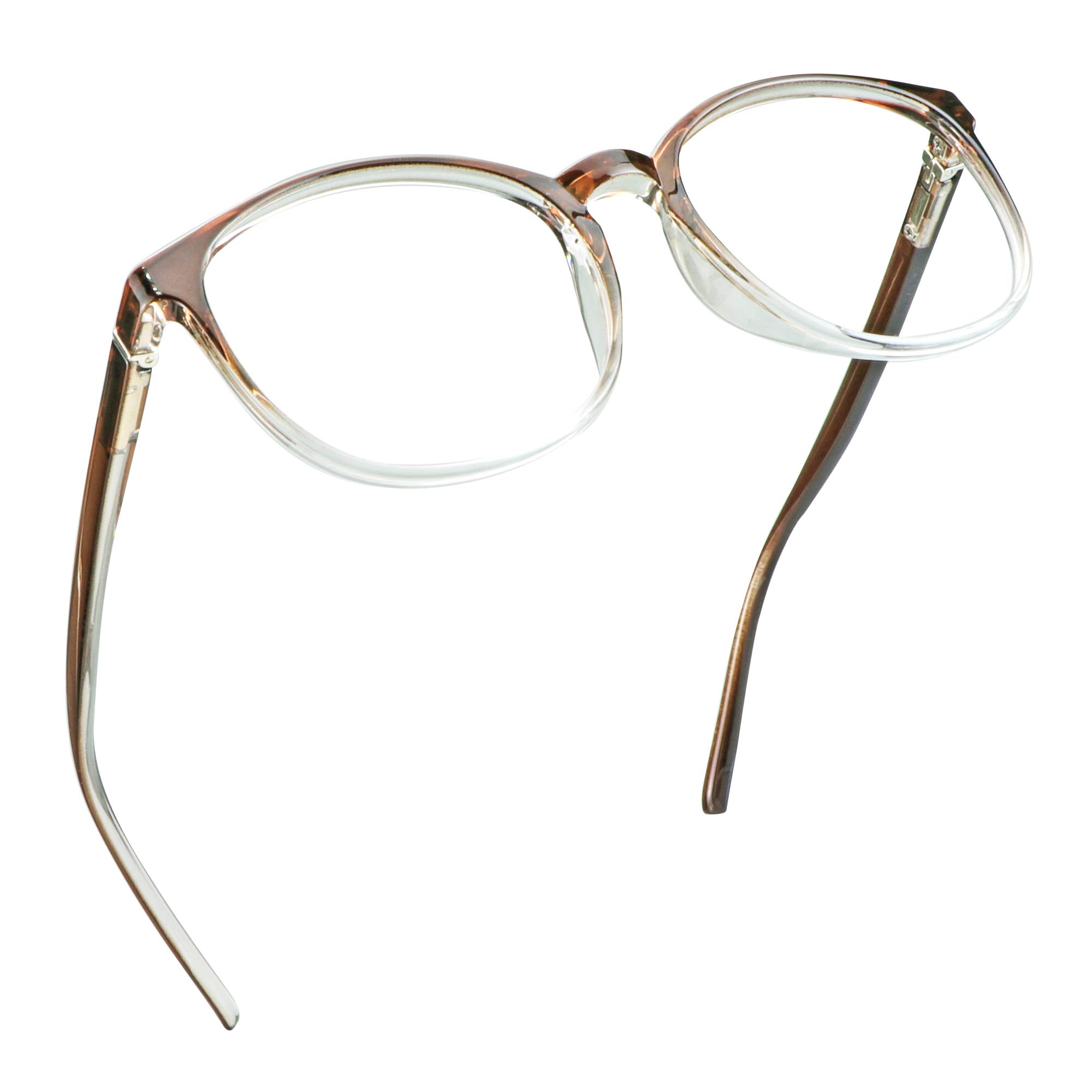 LifeArt Blue Light Blocking Glasses, Computer Reading Glasses, Gaming Glasses with Spring Hinge, TV Glasses for Women Men, Anti Glare (Clear Brown, No Magnification)