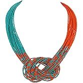 Bocar Statement Beaded Multilayer Chunky Bib Knot Necklace for Women (NK-10316)