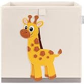 13 Inch Animal Cube Storage Bins, Foldable Fabric Kids Toy Box &amp; Toy Chest | Kids Storage Cubes, Toy Storage Organizer Basket for Toddlers, Boys and Girls, Playroom and Nursery (Elegant Giraffe)