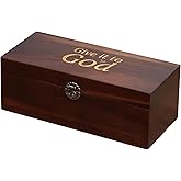 Prayer Box – Acacia Wood & Metal, Engraved “Give it to God,” Includes Prayer & Praise Cards, Decorative Religious Gift