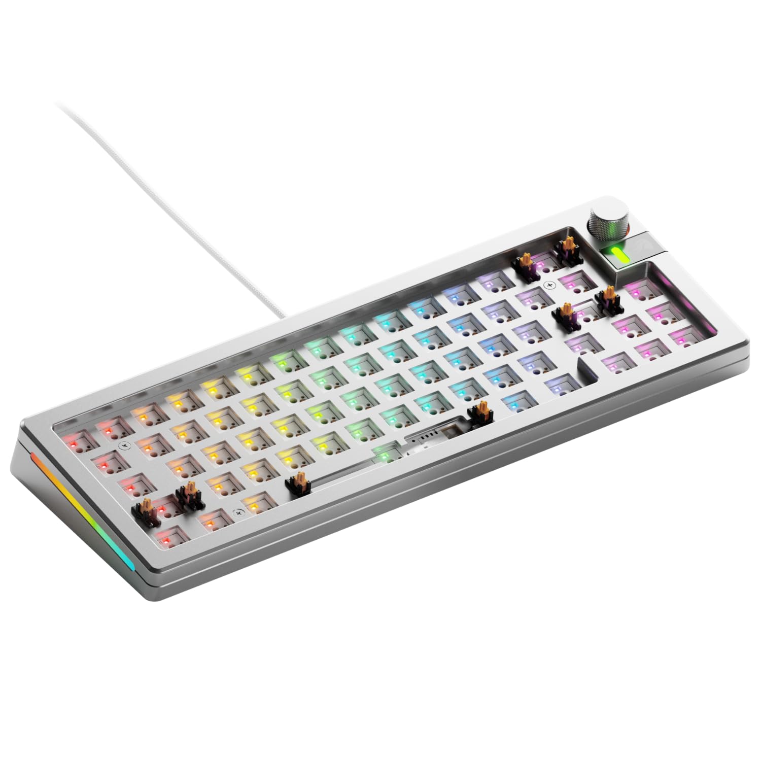 GLORIOUS Gaming - GMMK 3 PRO Barebones Custom Keyboard Kit w/Knob, Custom Modular Aluminum Body & Gasket System,Hotswappable 65% Compact Keyboard, Sound Dampening Foam, Aluminum Switch Plate (Silver)